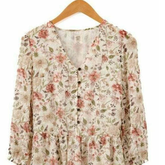 Matilda Jane Good Hart Floral Boho Neutral Blouse Top size Medium New NWT D35 - Picture 10 of 10